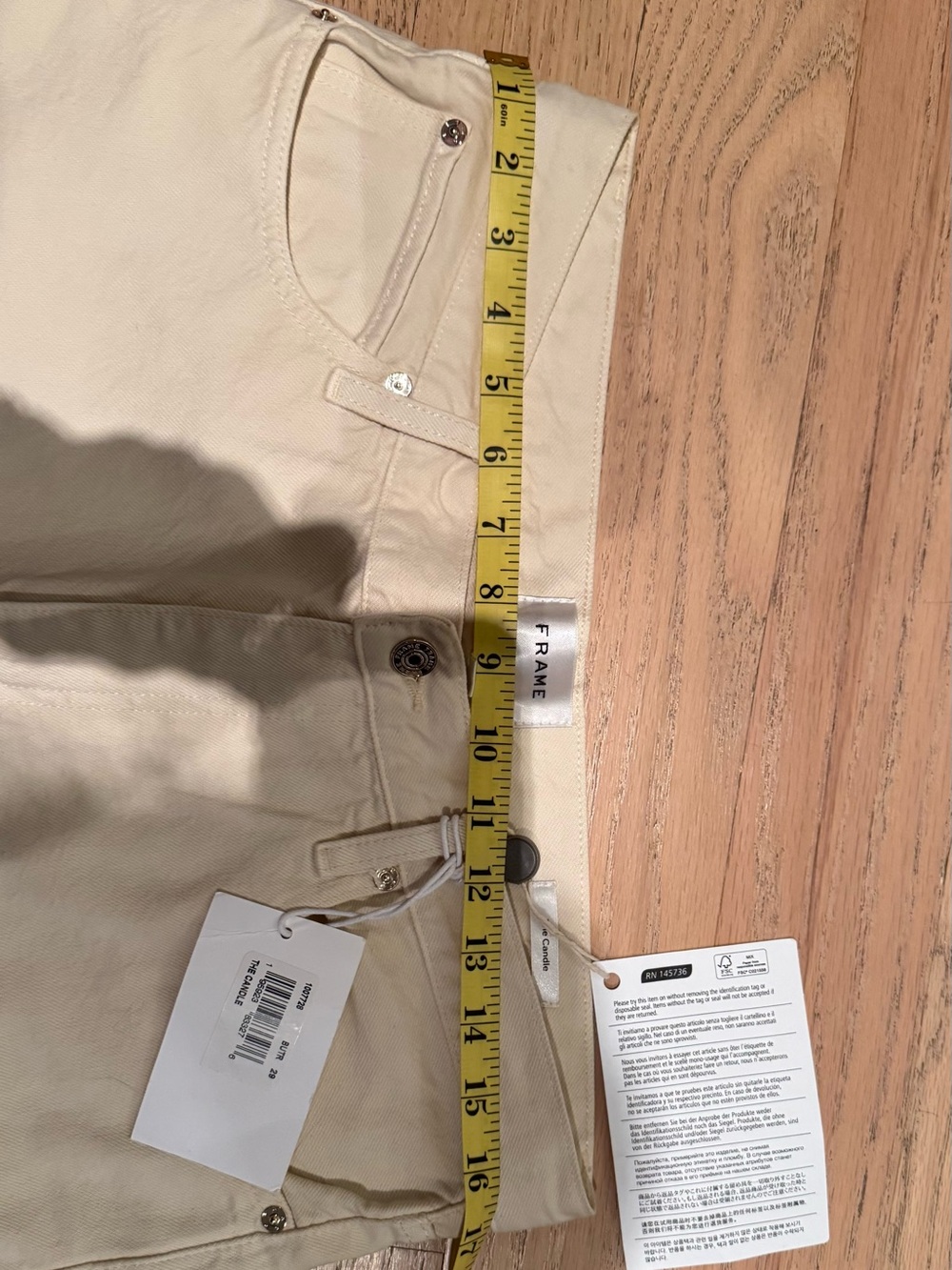Frame Candle Mid Rise Denim Jeans in Cream - Picture 8 of 9